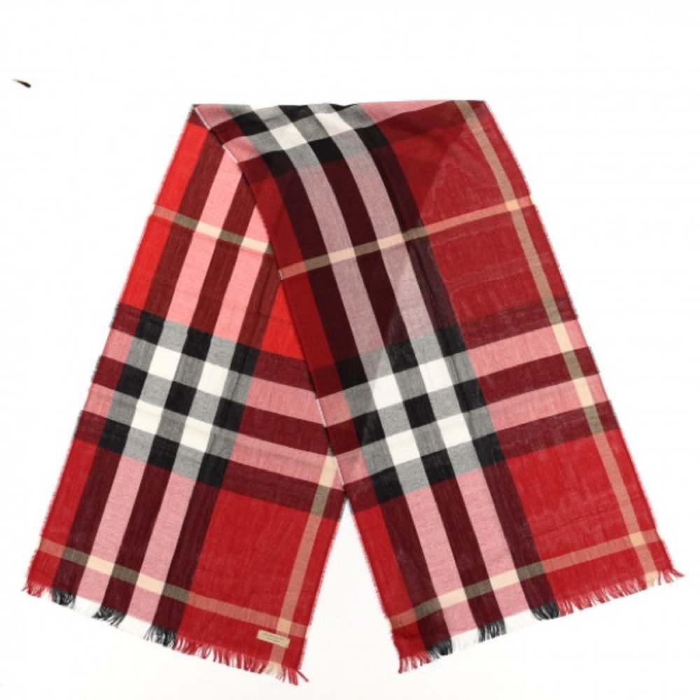 Authentic Lightweight Red Burberry Scarf